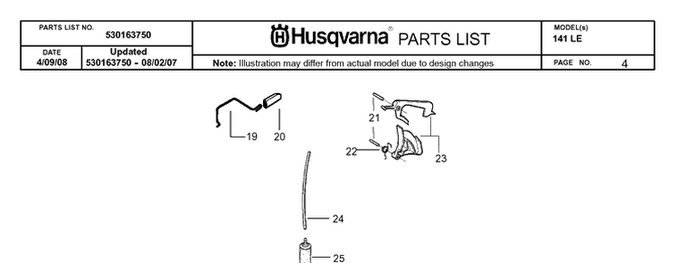 Throttle Controls Diagram and Parts List for 141LE 2008-06 Husqvarna Chainsaw
