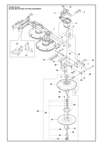 Blade Motor And Cutting Equipment Diagram and Parts List for CEORARZ43L  Husqvarna Lawn Mower