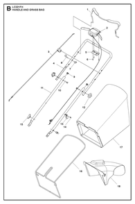 Handle Diagram and Parts List for L221FH  Husqvarna Lawn Mower