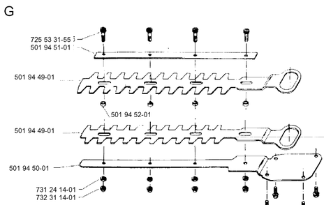 Cutting Equipment Diagram and Parts List for 16H 1990-02 Husqvarna Hedge Trimmer