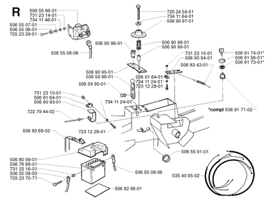 Electrical Diagram and Parts List for R11 2002-02 Husqvarna Lawn Tractor