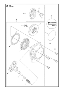 Starter Diagram and Parts List for 226K  Husqvarna Brush Cutter