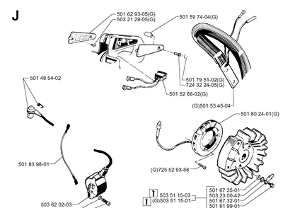 Electrical Diagram and Parts List for 272XP 19970100001-19994500000 Husqvarna Chainsaw