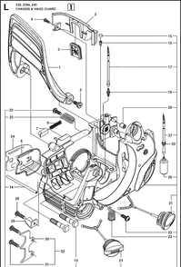 Chassis Diagram and Parts List for 236  Husqvarna Chainsaw