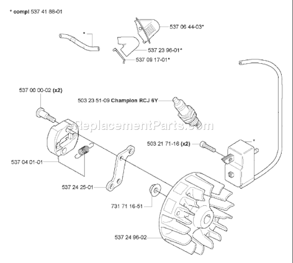 Page L Diagram and Parts List for HA850ATTACHMENT 2005-10 Husqvarna Trimmer