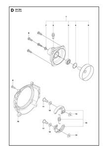 Clutch Diagram and Parts List for 543RBK 20130500001-20182200000 Husqvarna Brush Cutter