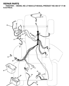 Electrical Diagram and Parts List for LT18542-LT18542A 2003-11 Husqvarna Lawn Tractor