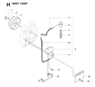 Ignition System And Clutch Diagram and Parts List for 180BT 20084000001 & Above Husqvarna Leaf Blower / Vacuum