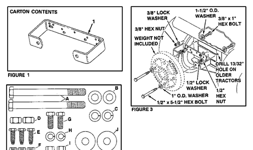 Weight Bracket Kit Diagram and Parts List for 5313081-53 2006-03 Husqvarna Lawn Tractor Accessories