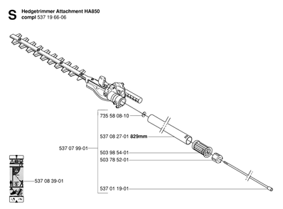 Attachments 2 Diagram and Parts List for 325HDA55X 20053600001 - 20054000000 Husqvarna Hedge Trimmer