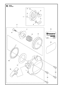 Starter Diagram and Parts List for 553RS  Husqvarna Brush Cutter