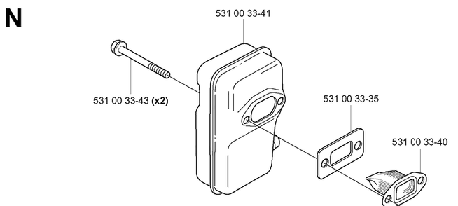 Muffler Diagram and Parts List for 141B 20041400001-Current Husqvarna Leaf Blower / Vacuum