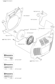 Starter Diagram and Parts List for 455ERANCHER 2007-01 Husqvarna Chainsaw