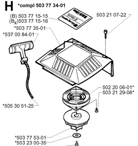 Starter Diagram and Parts List for 225B 20012200001-Current Husqvarna Leaf Blower / Vacuum