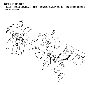Tine Assembly Diagram and Parts List for 700DRT (96093000400)(2006-02) Husqvarna Tiller