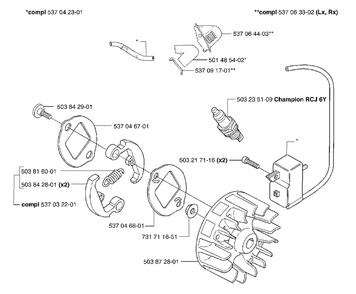 Ignition / Flywheel / Clutch Diagram and Parts List for 326L 2002-02 Husqvarna Trimmer