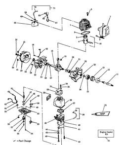 Engine Diagram and Parts List for 22HB 1988-01 Husqvarna Leaf Blower / Vacuum