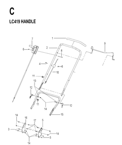Handle Diagram and Parts List for LC419 2019-04 Husqvarna Lawn Mower