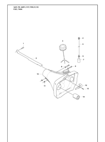Fuel Tank Diagram and Parts List for 345FR 2008-05 Husqvarna Brush Cutter