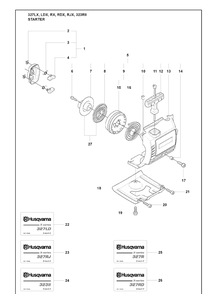 Starter Diagram and Parts List for 323RII 2009-08 Husqvarna Trimmer