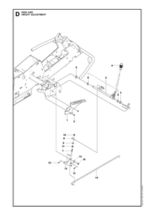 Height Adjustment Diagram and Parts List for R320AWD (966757401)(2012) Husqvarna Lawn Mower