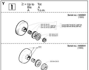Service Updates Diagram and Parts List for 262XP 19992300001-Current Husqvarna Chainsaw
