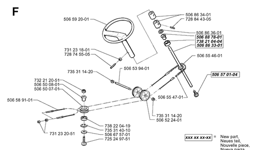 Steering Diagram and Parts List for RIDER970 1998-03 Husqvarna Lawn Mower