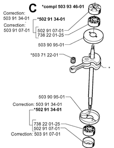Crankshaft Diagram and Parts List for 225HBV 19970500001-20000100000 Husqvarna Leaf Blower / Vacuum