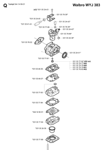 Carburetor Details Diagram and Parts List for 143R 20054100001-20065299999 Husqvarna Brush Cutter