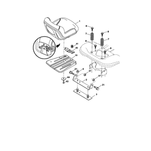 Seat Diagram and Parts List for 917287542  Husqvarna Lawn Tractor