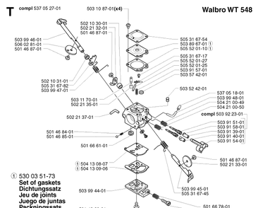Carburetor Details Diagram and Parts List for 235R 20023500001-20060100000 Husqvarna Brush Cutter