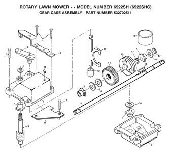 Gear Case Diagram and Parts List for 6522SH (954222718)(2001-11) Husqvarna Lawn Mower