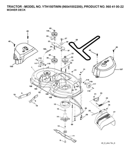 Mower Deck / Cutting Deck Diagram and Parts List for YTH150 (96041002200)(2007-04) Husqvarna Lawn Tractor