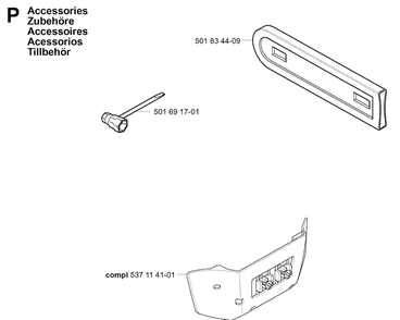 Accessories Diagram and Parts List for 334T 20040100001-20051000000 Husqvarna Chainsaw