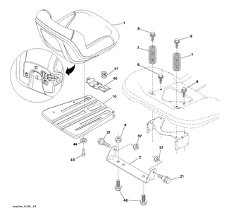 Seat Diagram and Parts List for YTA19K42 (96048006801)(2016-12) Husqvarna Lawn Tractor