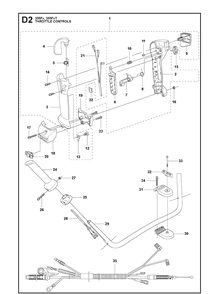 Throttle Controls 2 Diagram and Parts List for 355FX  Husqvarna Brush Cutter