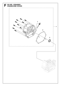 Crankcase Cover Diagram and Parts List for HH459529448601  Husqvarna Engine