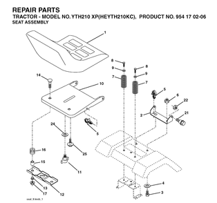 Seat Diagram and Parts List for YTH210XP (HEYTH210KC)(2004-06) Husqvarna Lawn Tractor