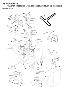 Mower Deck / Cutting Deck Diagram and Parts List for LT120 (954140002B)(1997-01) Husqvarna Lawn Tractor