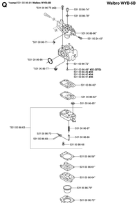 Carburetor Details Diagram and Parts List for 324HDA55 (X-SERIES)(20041800001-20053600000) Husqvarna Hedge Trimmer