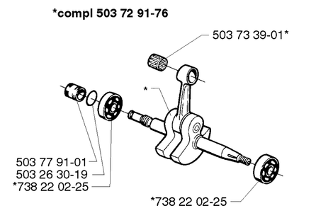 Crankshaft Diagram and Parts List for 362EPA 1999-05 Husqvarna Chainsaw