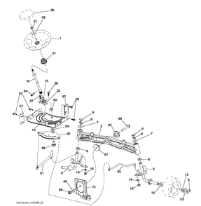 Steering Diagram and Parts List for YTH21K46 (96048000900)(2010-12) Husqvarna Lawn Tractor