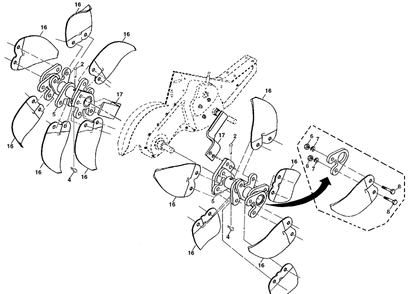 Tine Assembly Diagram and Parts List for DRT900E (96093001400)(2009-11) Husqvarna Tiller