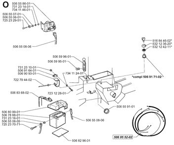 Electrical Diagram and Parts List for R850HST 1998-03 Husqvarna Lawn Tractor