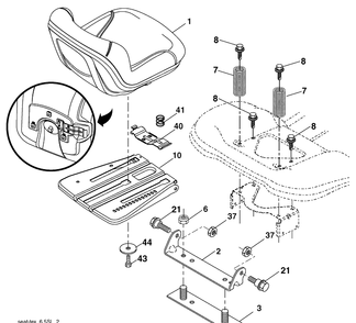 Seat Assembly Diagram and Parts List for YTH23V48 (96043008601)(2010-04) Husqvarna Lawn Mower