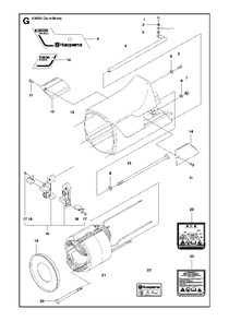 Motor Housing Diagram and Parts List for K3000CUT-N-BREAK 2008-05 Husqvarna Circular Saw