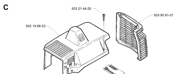 Cylinder Cover Diagram and Parts List for 235P 19970500001-Current Husqvarna Pole Saw