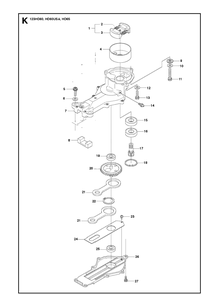 Gear Housing Diagram and Parts List for 123HD65X 20100600001-Current Husqvarna Hedge Trimmer