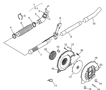 Blower Housing / Tubes Diagram and Parts List for 165BT 2001-06 Husqvarna Leaf Blower / Vacuum