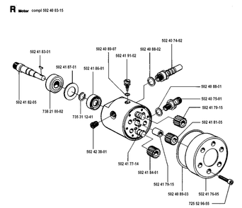 Hydraulic Pump - Motor Diagram and Parts List for 250PS 19940600001-19960500000 Husqvarna Pole Saw